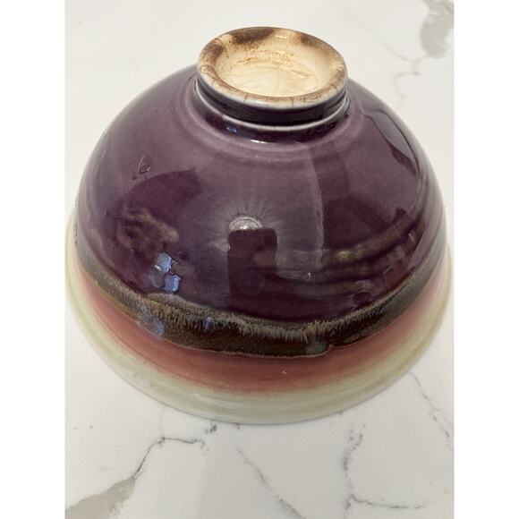 Studio Art Pottery Bowl Glazed Purple/Brown 7.5" Diameter - Picture 6 of 6
